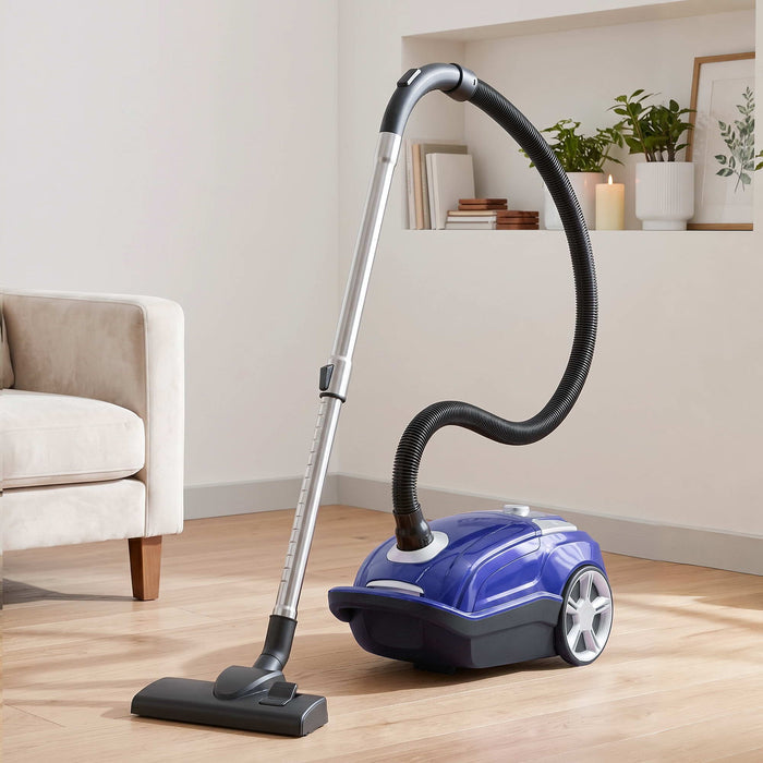 DEVANTI Bagged Vacuum Cleaner Powerful Suction for Carpet Wood Tile Floor Blue