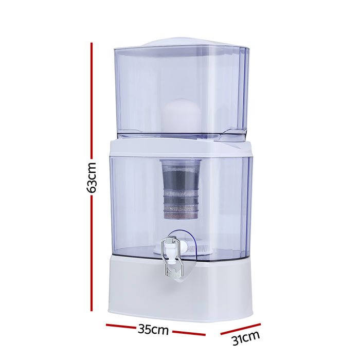 Devanti Benchtop Water Filter 24L Gravity Multi-Stage BPA-Free Home Camping - Devanti