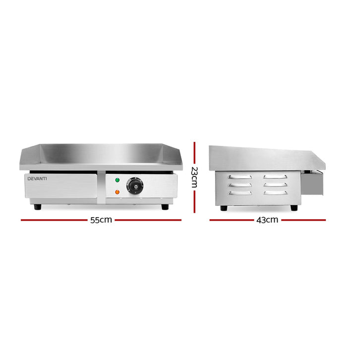 Devanti 3000W Electric Griddle Hot Plate Stainless Steel