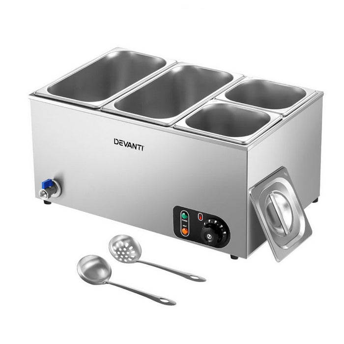 Devanti Commercial Food Warmer Bain Marie 4 Electric Buffet Pans - Devanti
