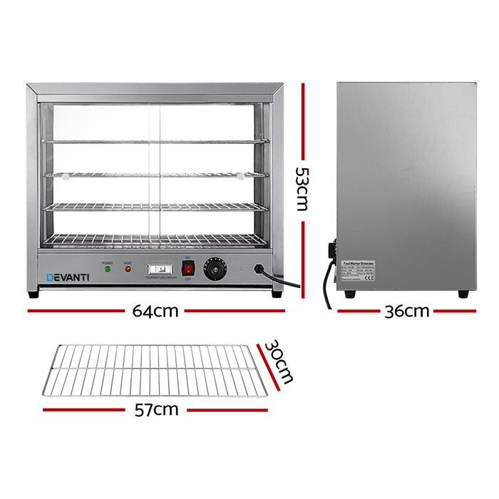 Devanti Commercial Food Warmer Electric Pie Hot Display Showcase Cabinet 4 Tier - Devanti