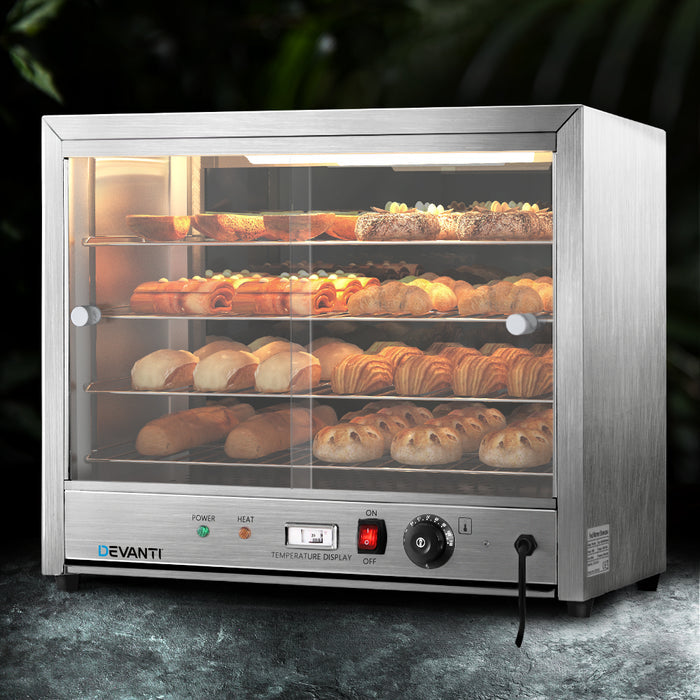 Devanti Commercial Food Warmer Electric Pie Hot Display Showcase Cabinet 4 Tier - Devanti