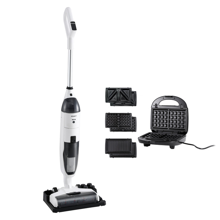 Devanti Cordless Wet Dry Vacuum Mop plus 3-in-1 Sandwich Waffle Maker
