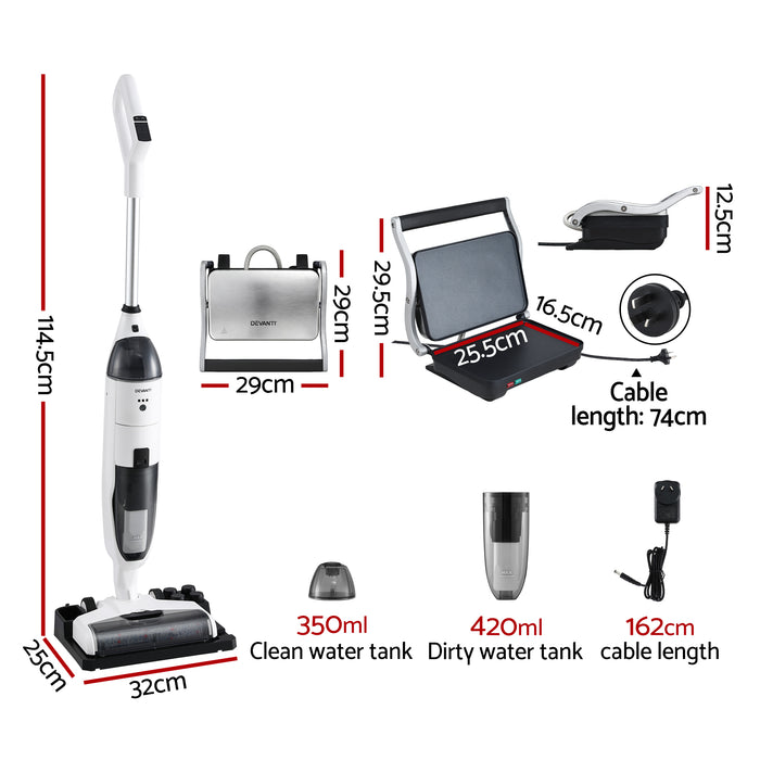 Devanti Cordless Wet Dry Vacuum Mop plus Sandwich Maker Panini Press