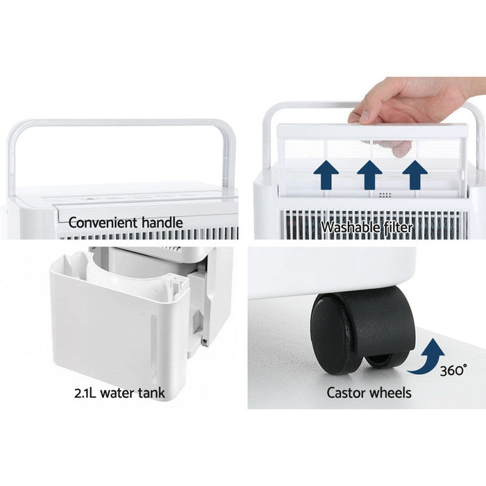 Devanti Dehumidifier 12L Air Purifier White - Devanti