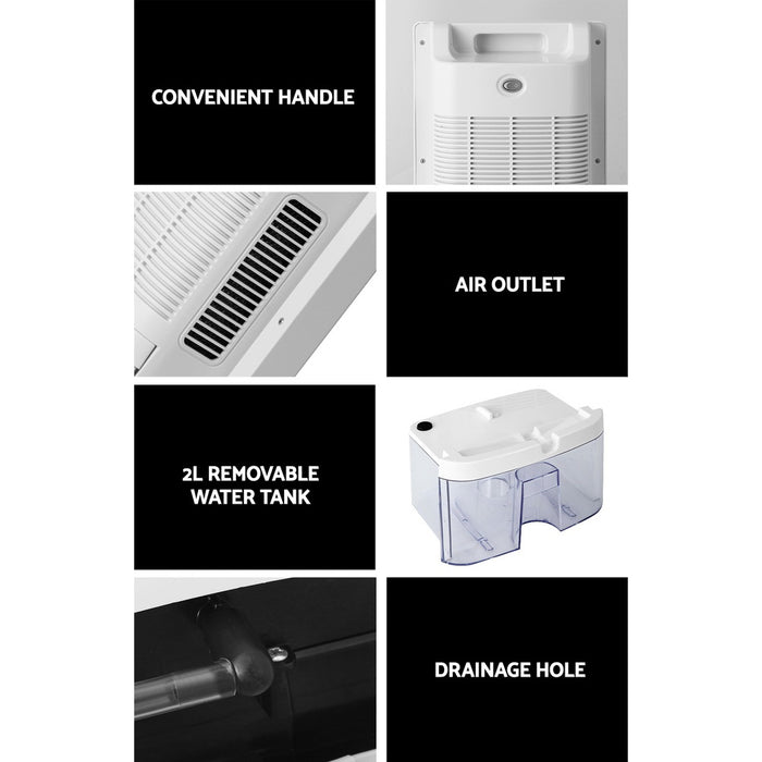 Devanti 2L Dehumidifier Air Purifier White - Devanti