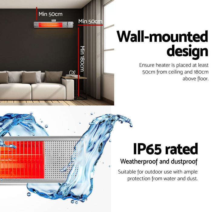 Devanti Electric Strip Heater Infrared Radiant Heaters 2000W - Devanti