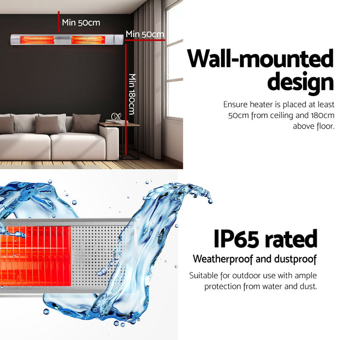 Devanti Electric Strip Heater Infrared Radiant Heaters 3000W - Devanti