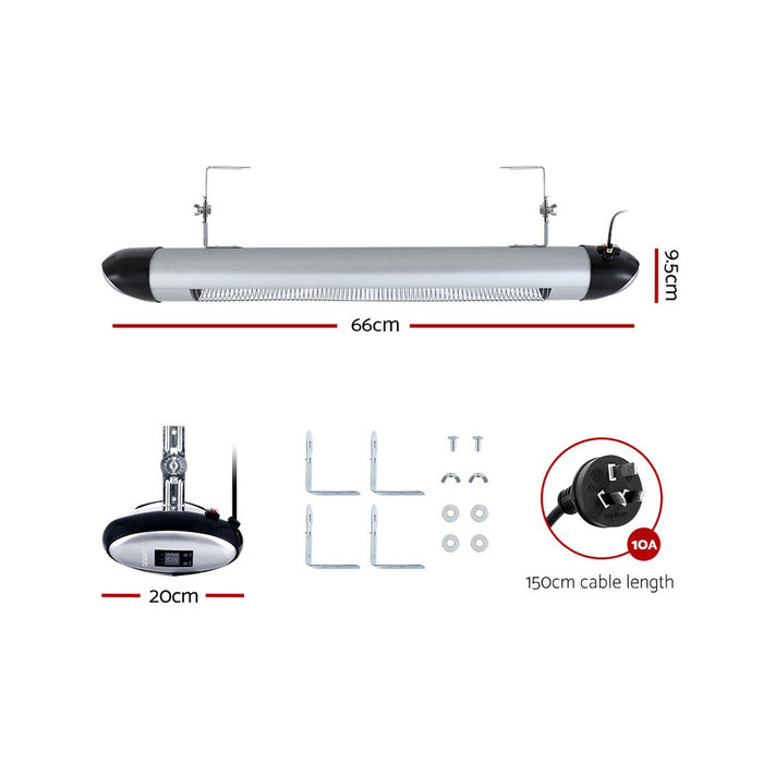 Devanti Electric Strip Heater Radiant Heaters 1500W - Devanti