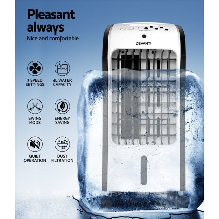 Devanti Evaporative Air Cooler Conditioner Portable 4L Cooling Fan Humidifier - Devanti