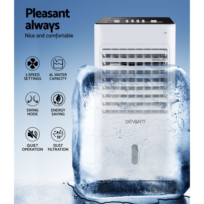 Devanti Evaporative Air Cooler Conditioner Portable 6L Cooling Fan Humidifier - Devanti