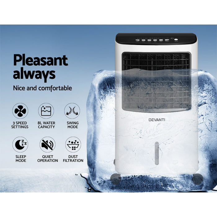 Devanti Evaporative Air Cooler Conditioner Portable 8L Cooling Fan Humidifier - Devanti