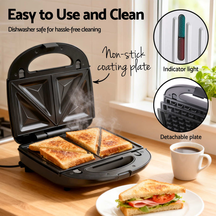 Devanti K7 Cordless Stick Vacuum Cleaner plus 3-in-1 Sandwich Maker Black