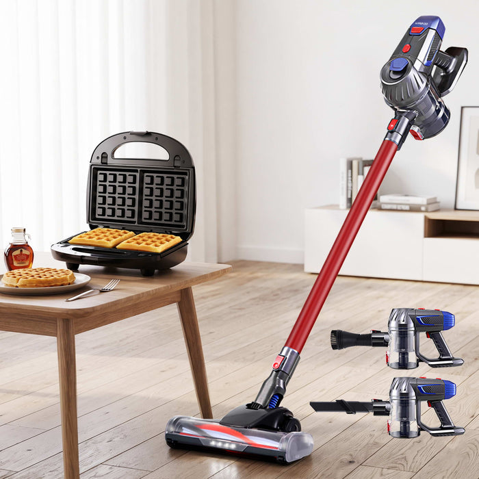 Devanti K7 Cordless Stick Vacuum Cleaner plus 3-in-1 Sandwich Maker Black