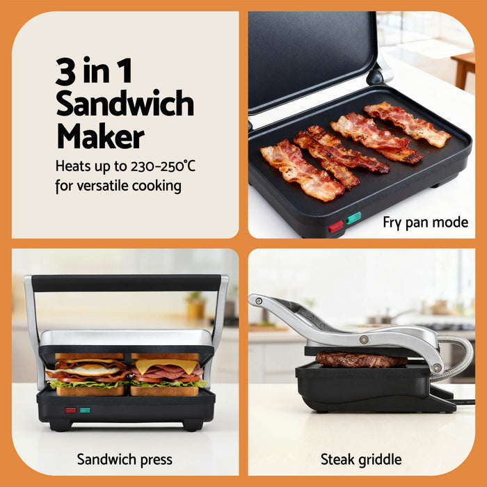 Devanti K7 Cordless Stick Vacuum Cleaner plus Sandwich Maker Panini Press Black
