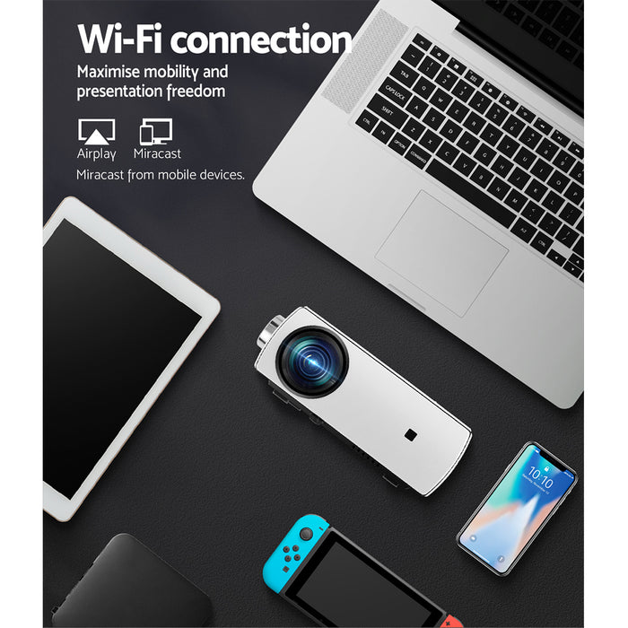 Devanti Mini Video Projector Wifi USB HDMI Portable HD 1080P Home Movie - Devanti