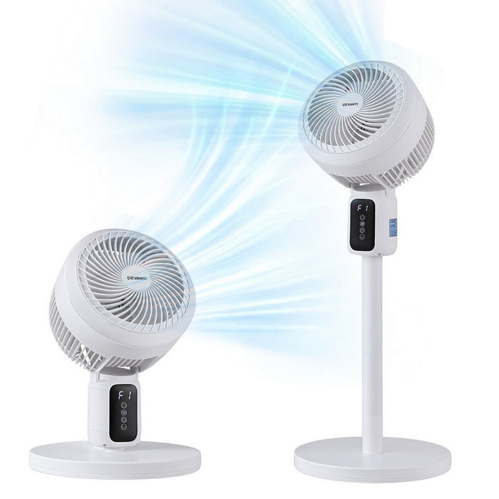 Devanti Pedestal Fan W/ Remote 3 Speed 12H Timer Height Adjustable Cooling Fan - Devanti