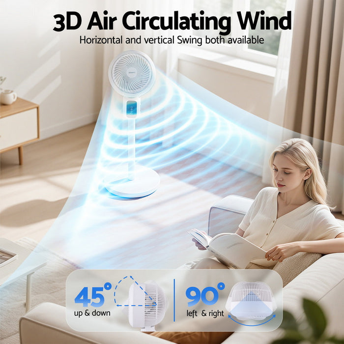 Devanti Pedestal Fan W/ Remote 3 Speed 12H Timer Height Adjustable Cooling Fan - Devanti
