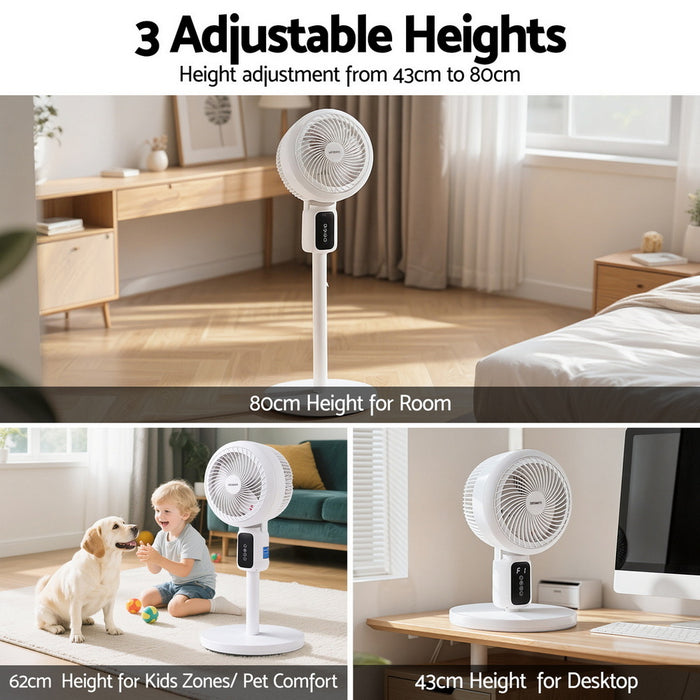 Devanti Pedestal Fan W/ Remote 3 Speed 12H Timer Height Adjustable Cooling Fan - Devanti