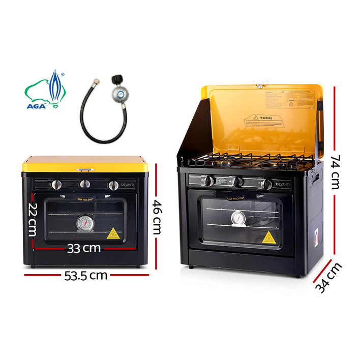 Devanti Portable Gas Oven LPG Black - Devanti