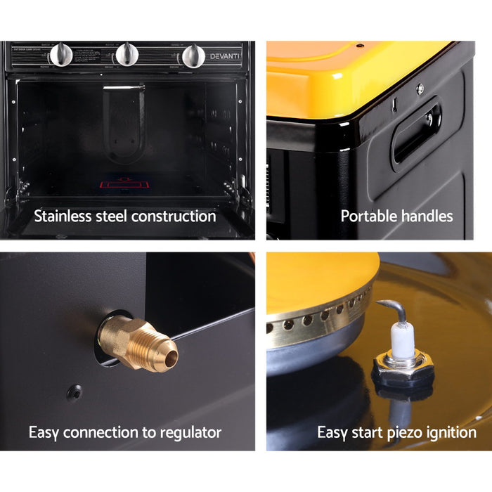 Devanti Portable Gas Oven LPG Black - Devanti