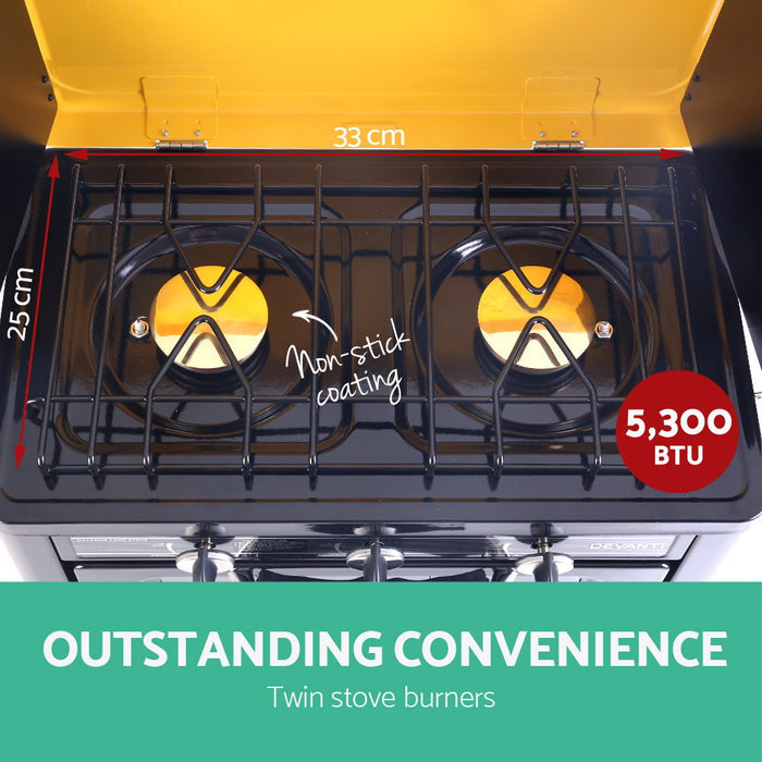 Devanti Portable Gas Oven LPG Black - Devanti