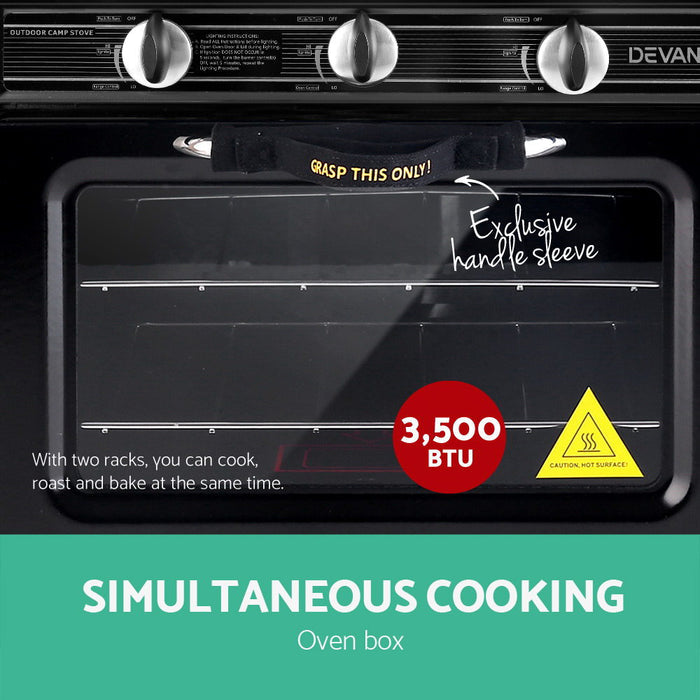 Devanti Portable Gas Oven LPG Black - Devanti