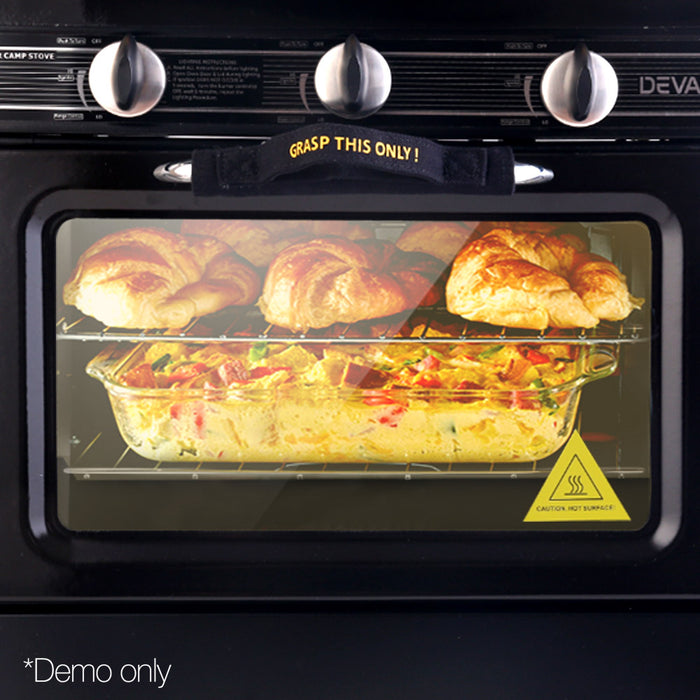 Devanti 3 Burner Portable Oven - Black and Yellow - Devanti