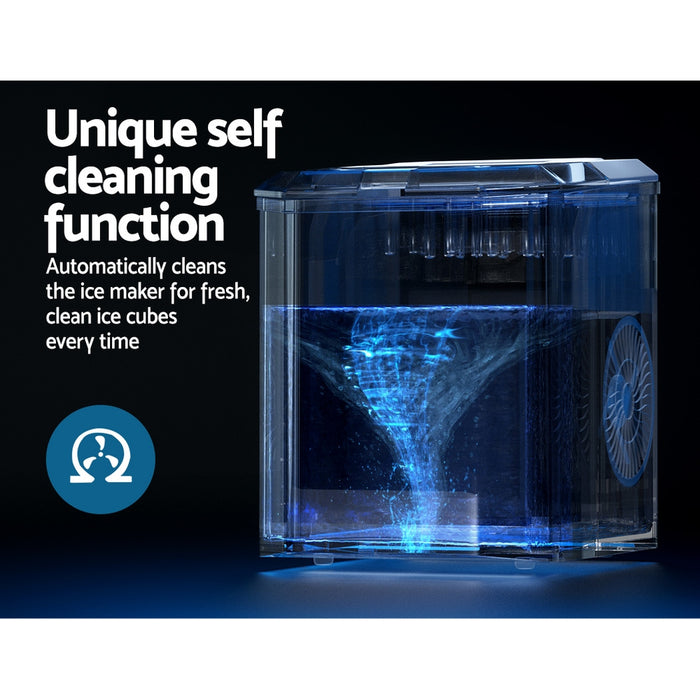 Devanti Portable Ice Maker Machine Ice Cube 12kg Bar Countertop Stainless Steel - Devanti