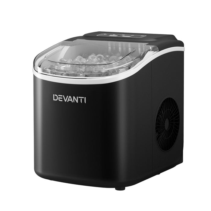 Devanti Portable Ice Maker Machine Ice Cube Tray 12kg Bar Countertop Black - Devanti