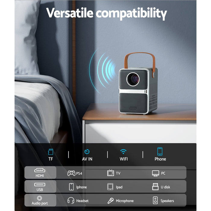 Devanti Portable Mini Video Projector 4K Wifi Home Theater HDMI Support 1080P - Devanti