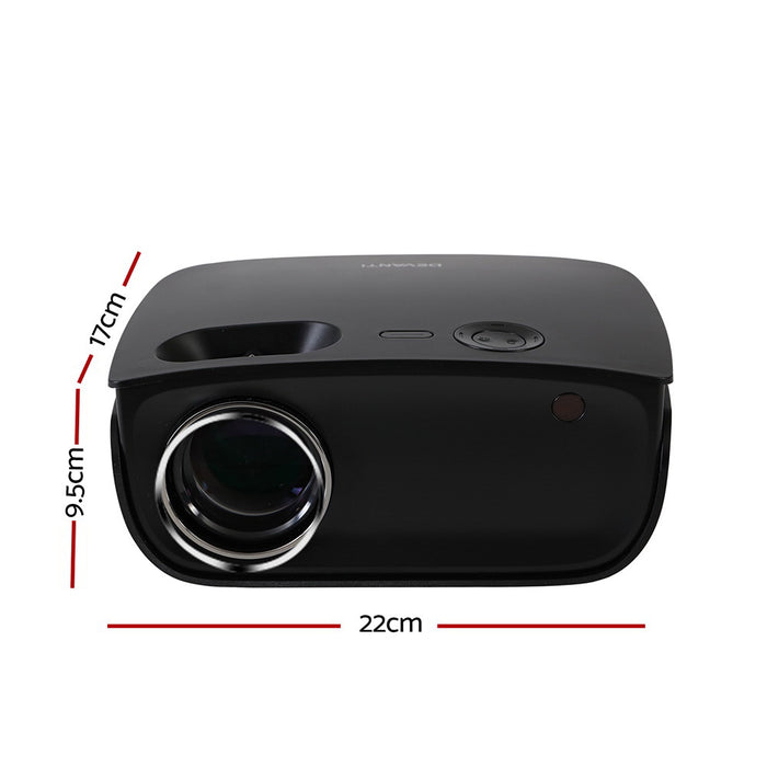 Devanti Mini Video Projector Wifi USB HDMI Portable 2000 Lumens HD 1080P Home Black