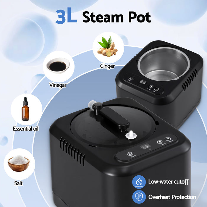 Devanti Portable Steam Sauna Tent 1000W 3L Steamer Pot Full Body Home SPA Timer - Devanti