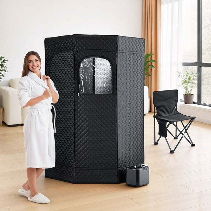 Devanti Portable Steam Sauna Tent 1000W 3L Steamer Pot Full Body Home SPA Timer - Devanti