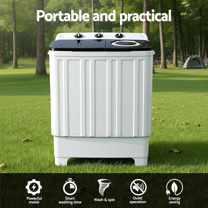 Devanti Portable Washing Machine Twin Tub 7KG White - Devanti