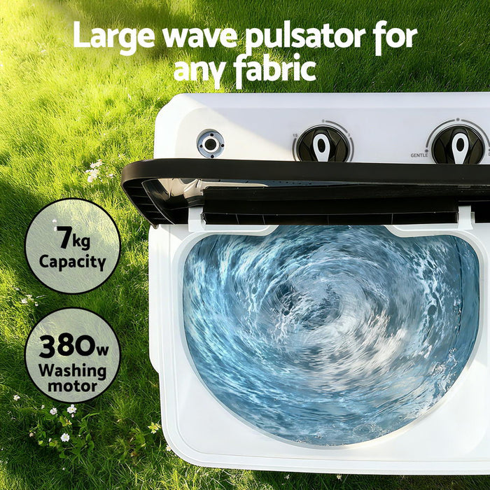 Devanti Portable Washing Machine Twin Tub 7KG White - Devanti