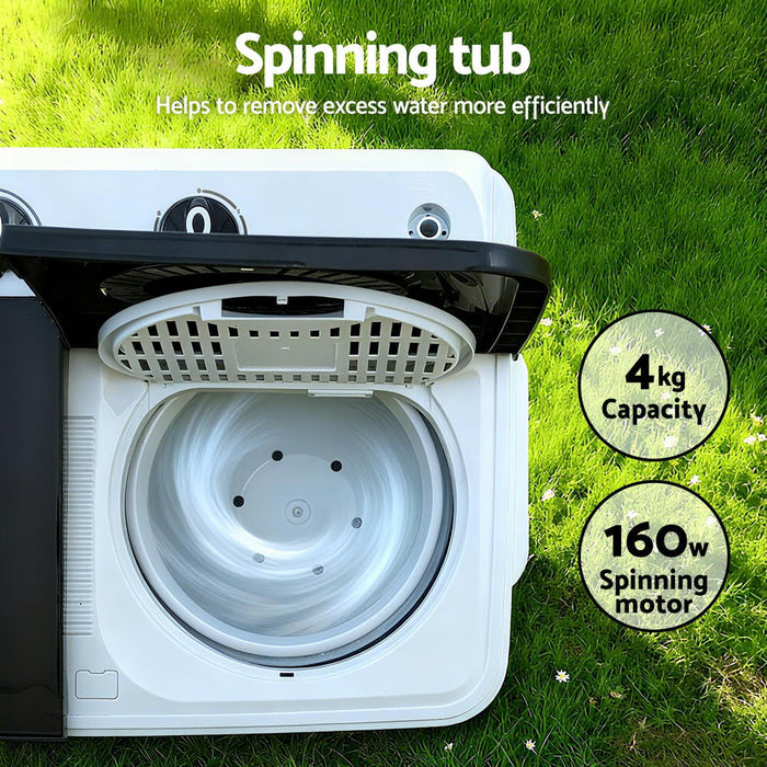 Devanti Portable Washing Machine Twin Tub 7KG White - Devanti