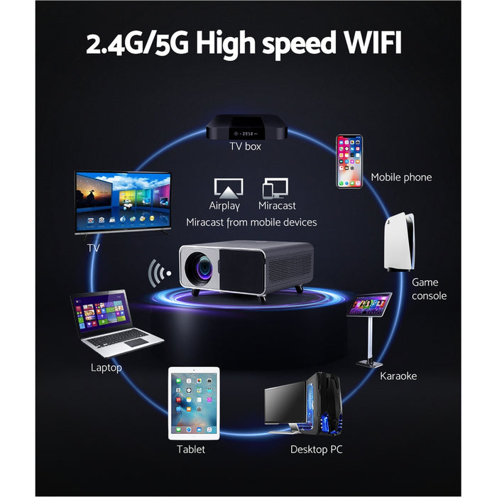 Devanti Portable Wifi Video Projector 4K 2.4G/5G Home Theater HDMI 1080P - Devanti