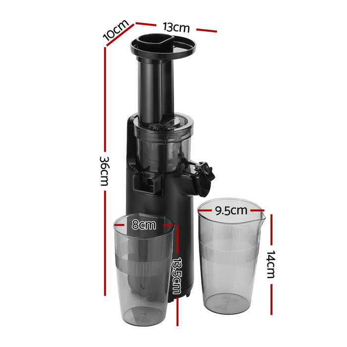 Devanti Slow Juicer Cold Press Fruit Juice Extractor 130W Black - Devanti