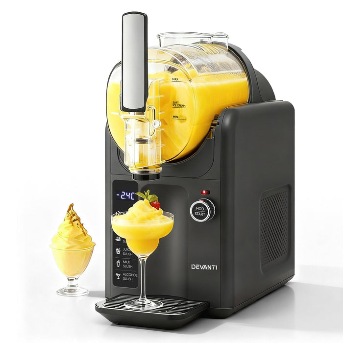 Devanti Slushie Machine Ice Cream Maker 2L Grey - Devanti