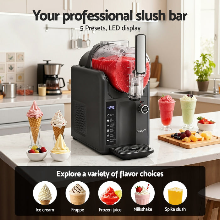 Devanti Slushie Machine Ice Cream Maker 2L Grey - Devanti