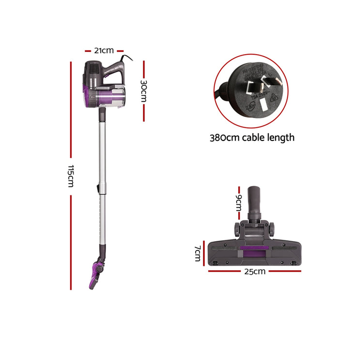 Devanti Stick Vacuum Cleaner Bagless Corded 500W Purple - Devanti