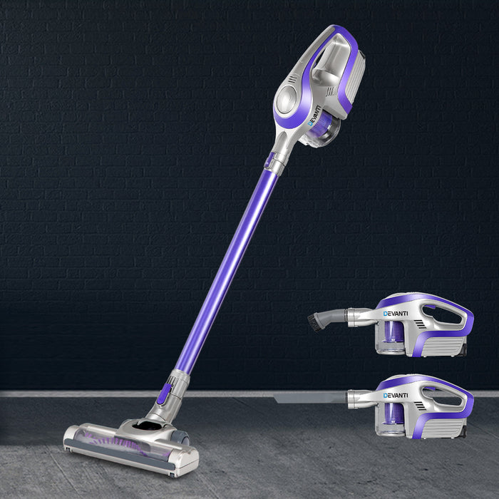 Devanti Cordless Stick Vacuum Cleaner Purple and Grey