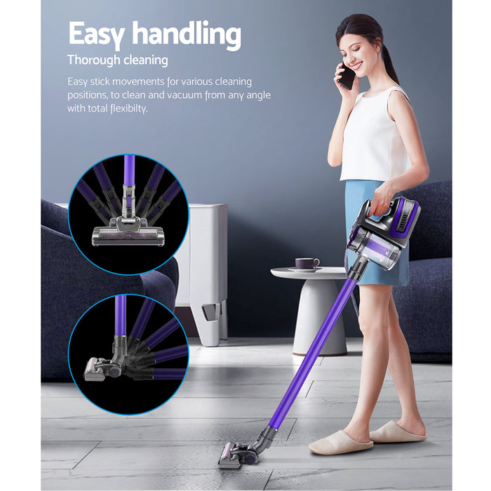 Devanti 150 Cordless Handheld Stick Vacuum Cleaner 2 Speed  Purple And Grey