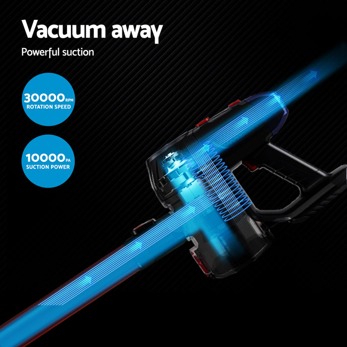 Devanti Handheld Vacuum Cleaner Cordless Stick Handstick Vac Bagless 2-Speed Headlight Red