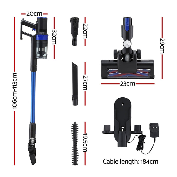 Devanti Stick Vacuum Cleaner Brushless Cordless 350W Blue - Devanti