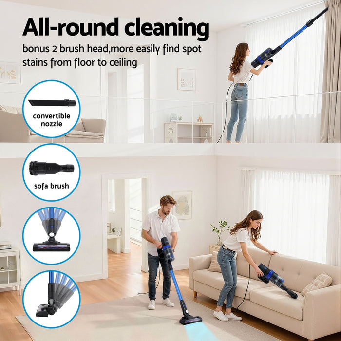 Devanti Stick Vacuum Cleaner Brushless Cordless 350W Blue - Devanti