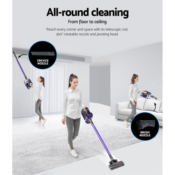 Devanti Handheld Vacuum Cleaner Stick Cordless Car Vacuum 2-Speed HEPA Filter - Devanti