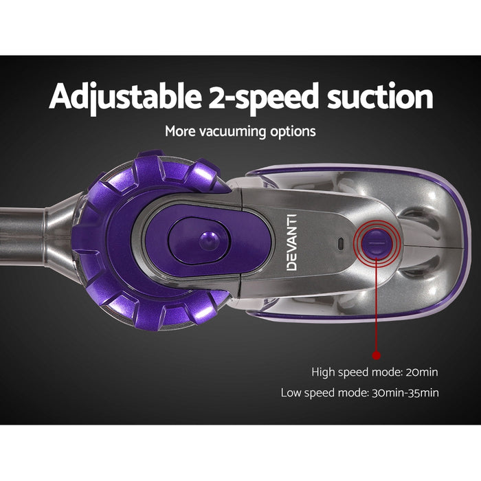 Devanti 150W Handheld Cordless Vacuum Cleaner 2-Speed with Headlight Purple