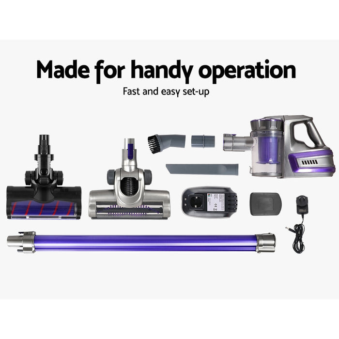 Devanti 150W Handheld Cordless Vacuum Cleaner 2-Speed with Headlight Purple